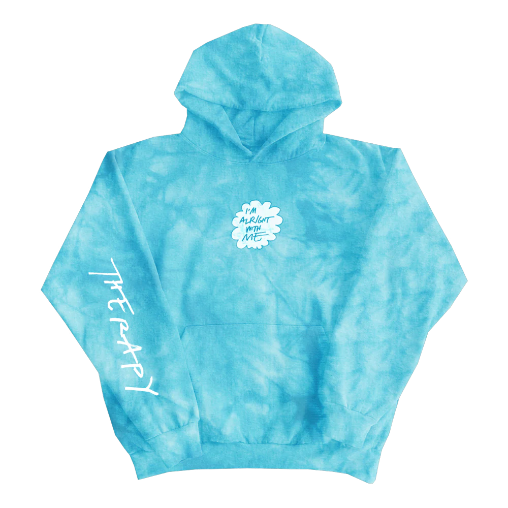 I’m Alright With Me Tie Dye Hoodie Blue