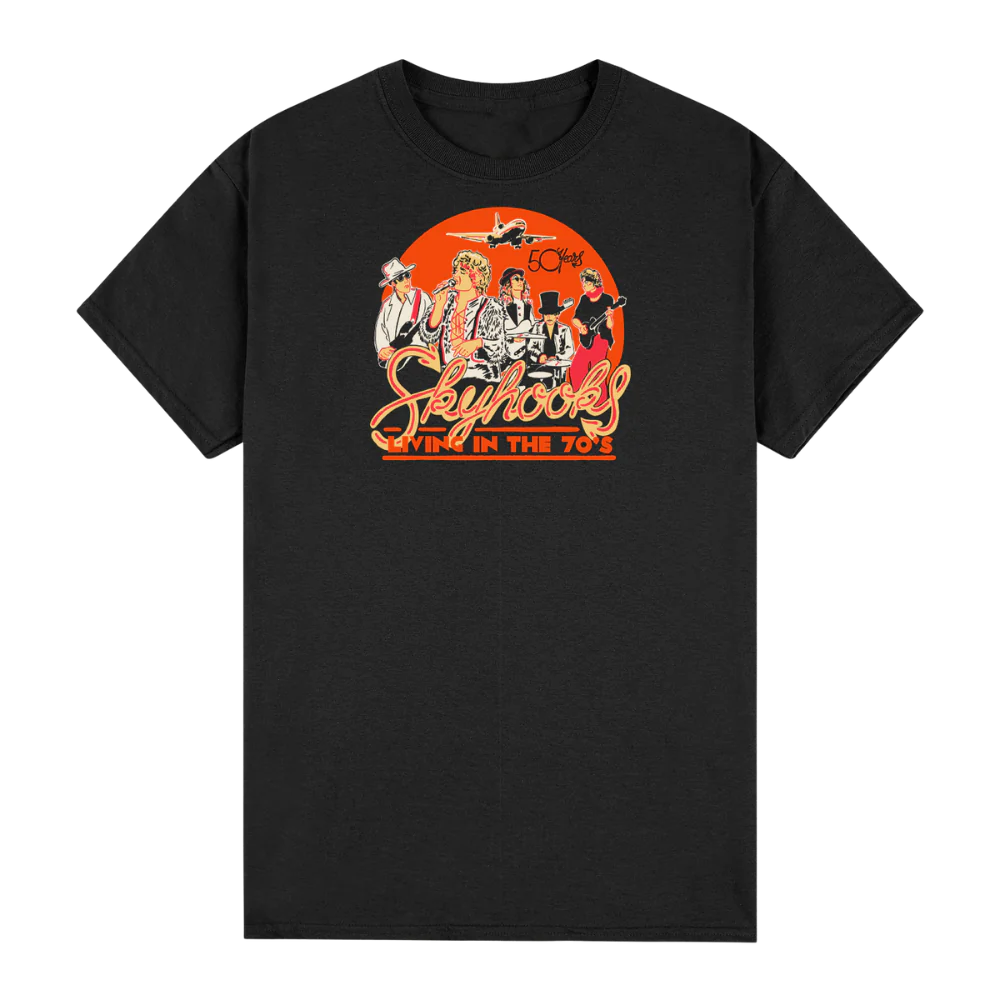 'Living in The 70's' 50th Anniversary Black T-Shirt