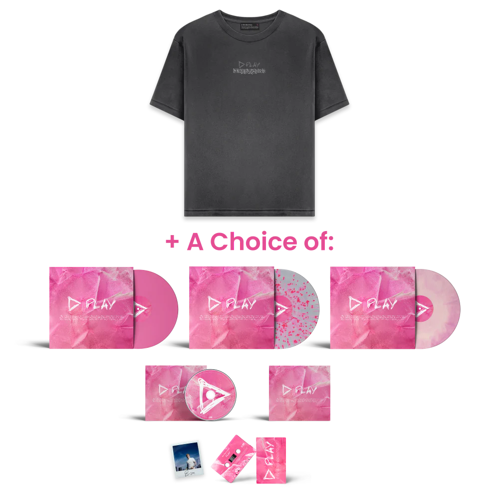Play Charcoal T-Shirt & Album Bundle & Signed Photo Print