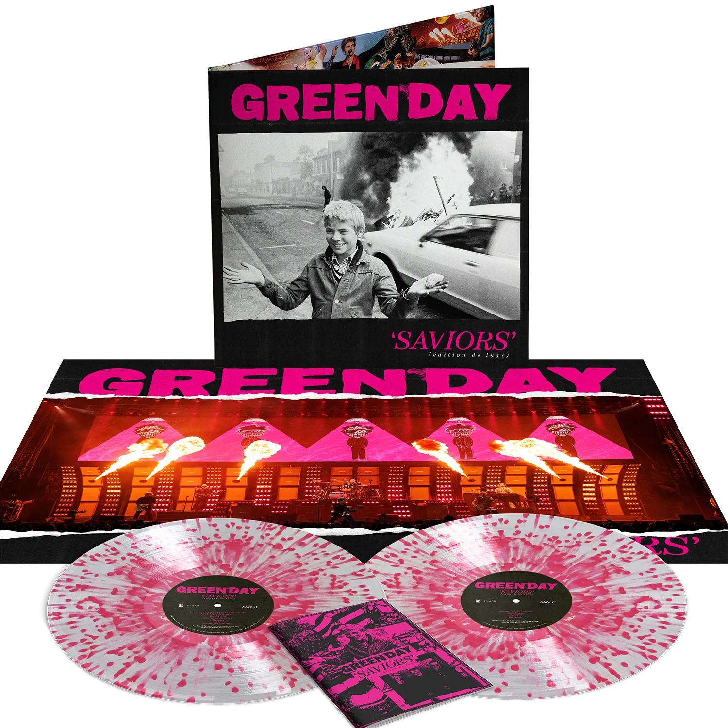 Saviors (édition de luxe) Clear With Pink Splatter VInyl 2LP + Store Exclusive Poster and Zine